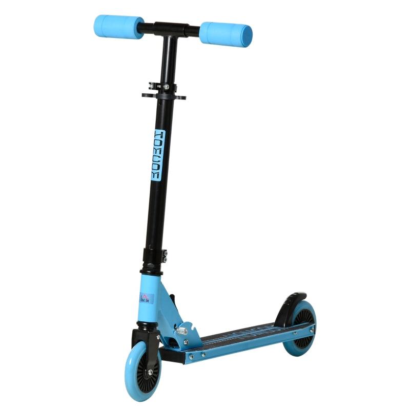 Blue Foldable Kids Kick Scooter with Adjustable Height Brake