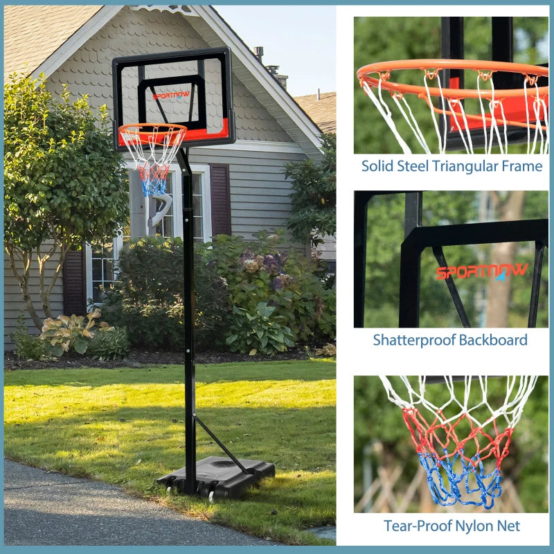 Adjustable Basketball Hoop Stand with Sturdy Backboard - Blue