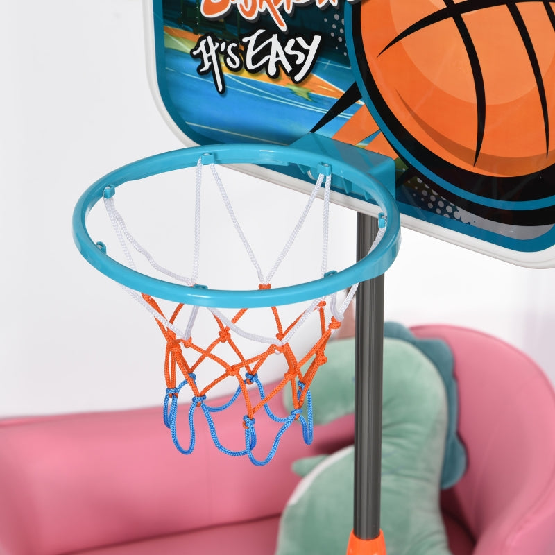 Blue Adjustable Kids Basketball Hoop Set with Ball