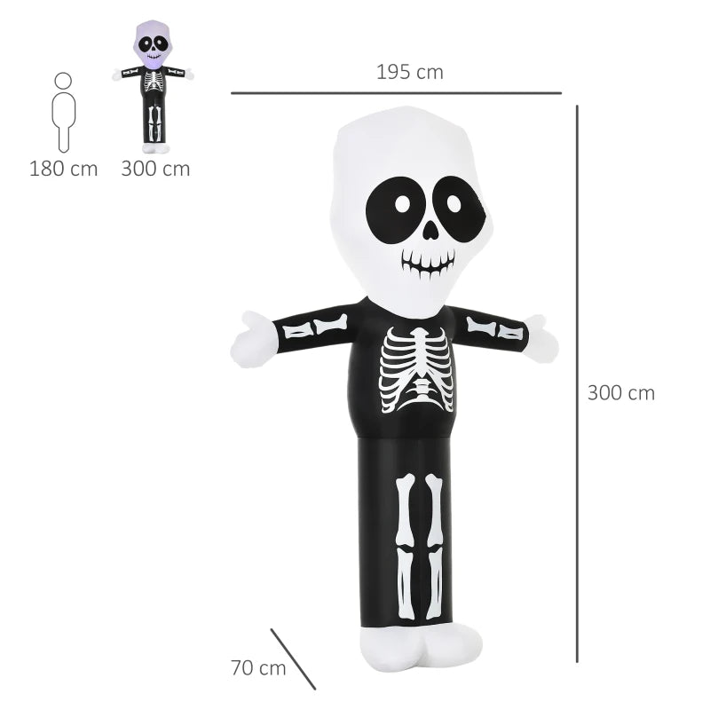 3m Halloween Inflatable Skeleton Ghost Decoration - Spooky Outdoor Light