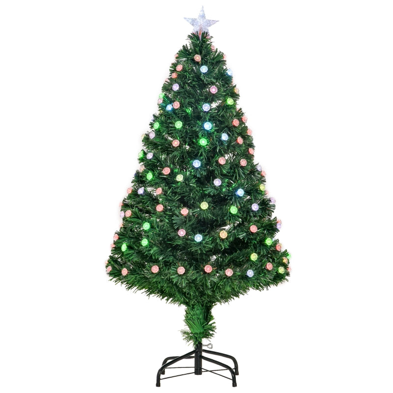 4FT Pre-Lit Green Christmas Tree with Fibre Optic LED Lights