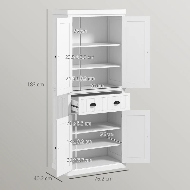 White Freestanding Kitchen Storage Cabinet with Drawer and Doors