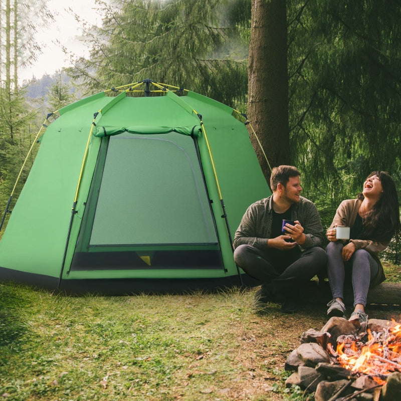 Green 6-Person Pop-Up Camping Tent with Windows and Doors