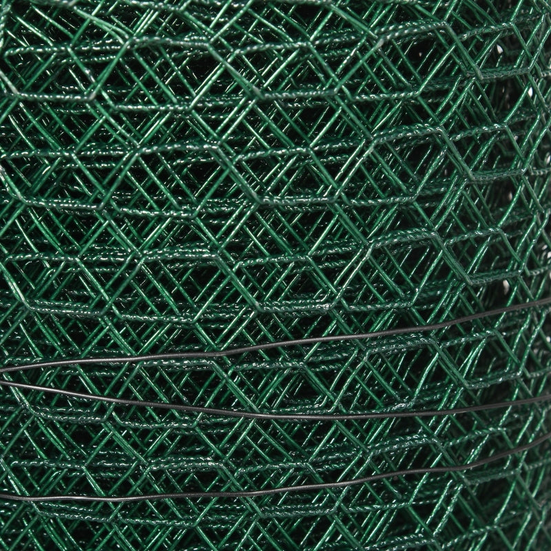 Dark Green 1m x 25m Foldable PVC Coated Chicken Wire Mesh Fence