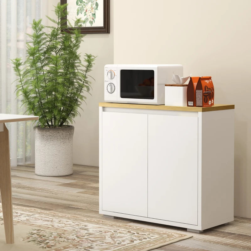 White Kitchen Storage Cabinet with Double Doors and Adjustable Shelf