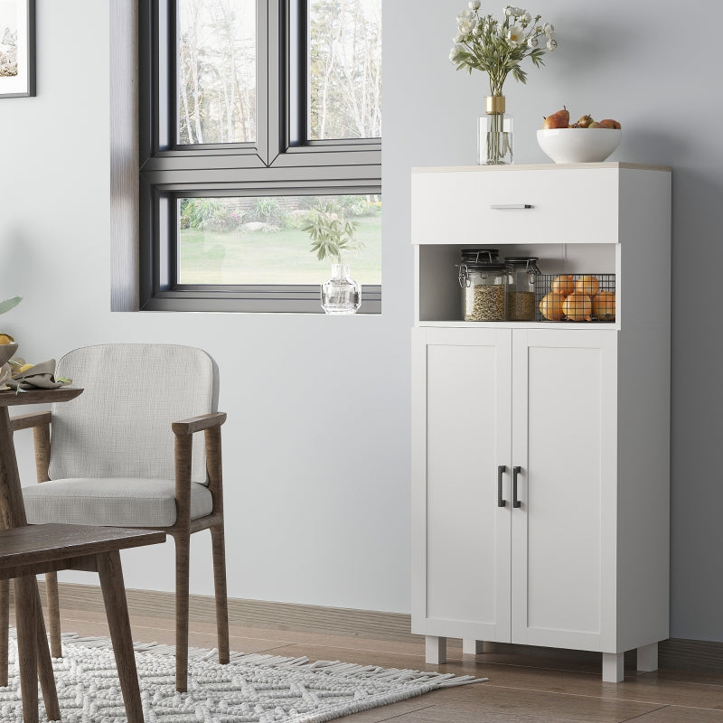 Nordic White Kitchen Storage Cabinet with Drawer and Doors