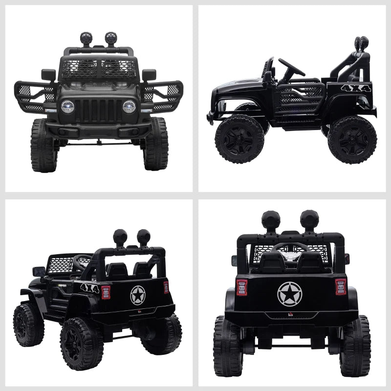 Black Off-Road Electric Ride-On Car for Kids 3-6 Years Old