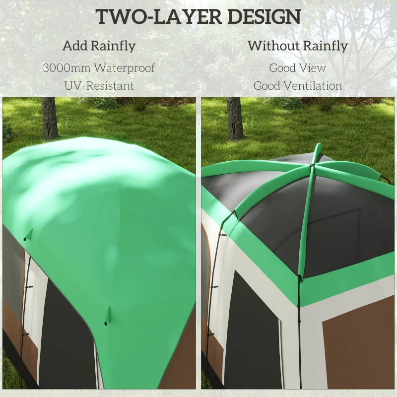 Green 7-Person Camping Tent with Rainfly & Accessories