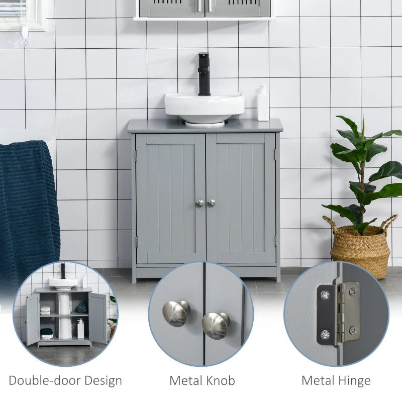 Grey Under-Sink Storage Cabinet with Adjustable Shelf - 60x60cm