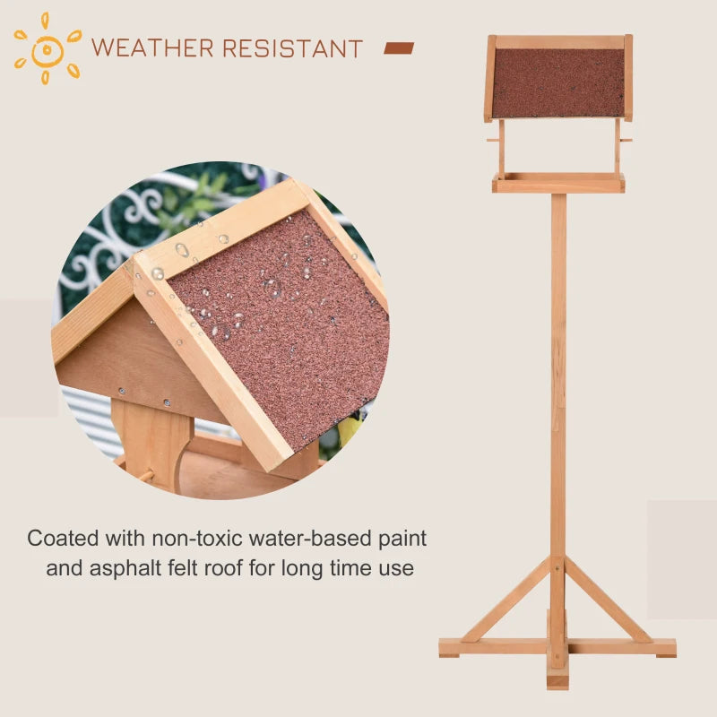 Wooden Bird Feeder Stand with Cross-shaped Support Feet - Weather Resistant