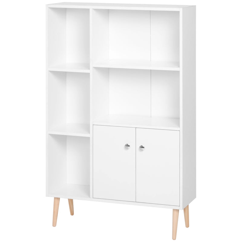 White Wooden Bookcase Storage Cabinet with Doors