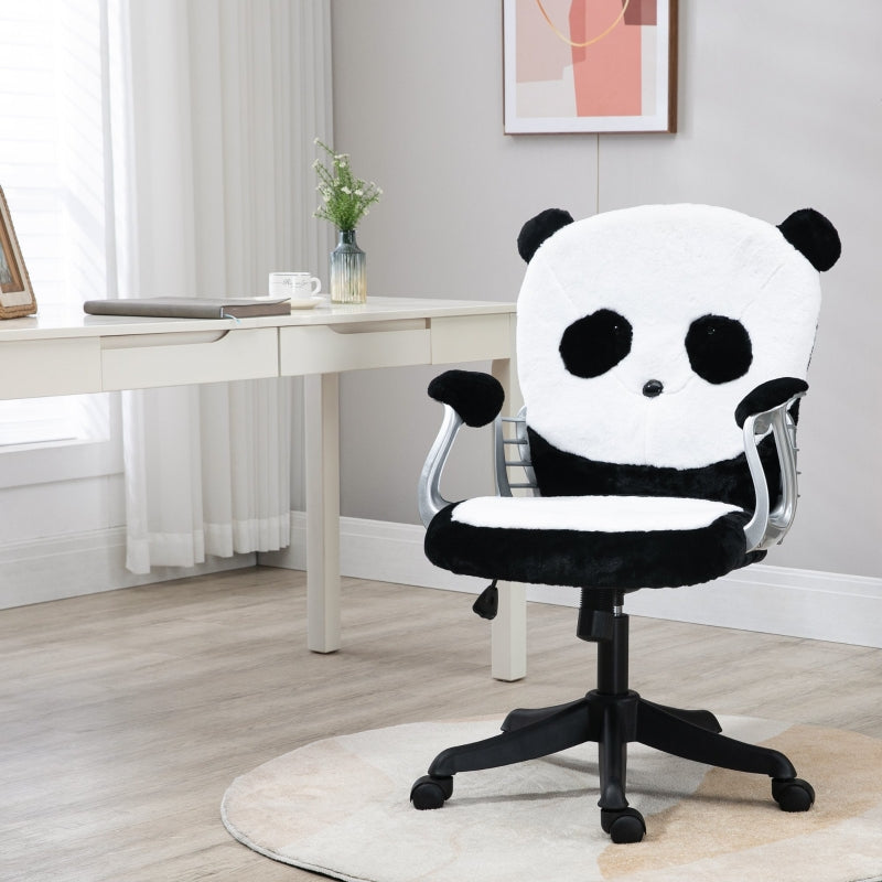 Fluffy Panda Office Chair with Tilt Function, Black and White