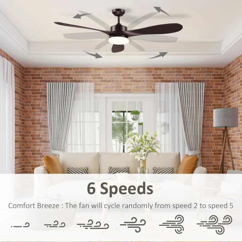 Brown Reversible Ceiling Fan with LED Light & Remote - Modern Indoor Lighting