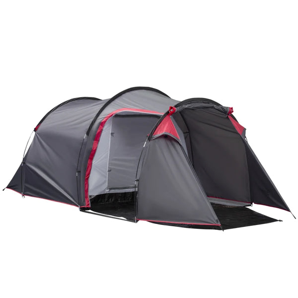 Grey 2-3 Person Tunnel Camping Tent with Porch