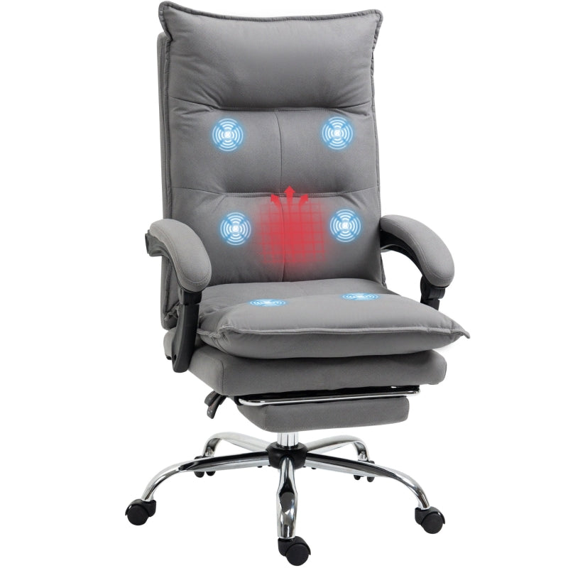 Grey Vibration Massage Office Chair with Heat and Footrest