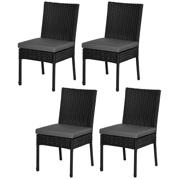 Black Rattan Garden Chairs Set of 4