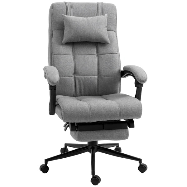 Light Grey Ergonomic Office Chair with Footrest and Armrests