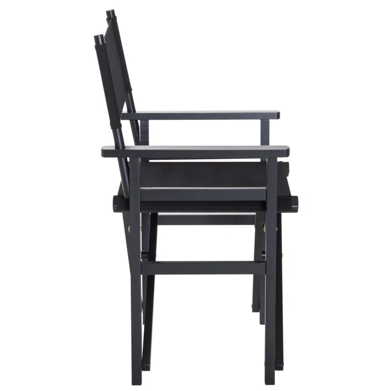 Black Folding Directors Chair with Beech Wooden Frame