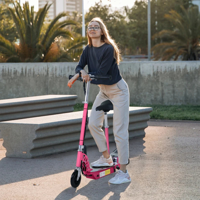 Foldable Pink Electric Scooter with Rechargeable Battery