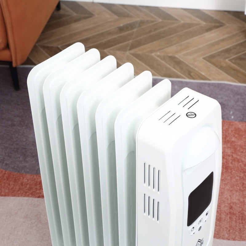 White 1500W Digital Oil Filled Radiator with Timer & Remote Control