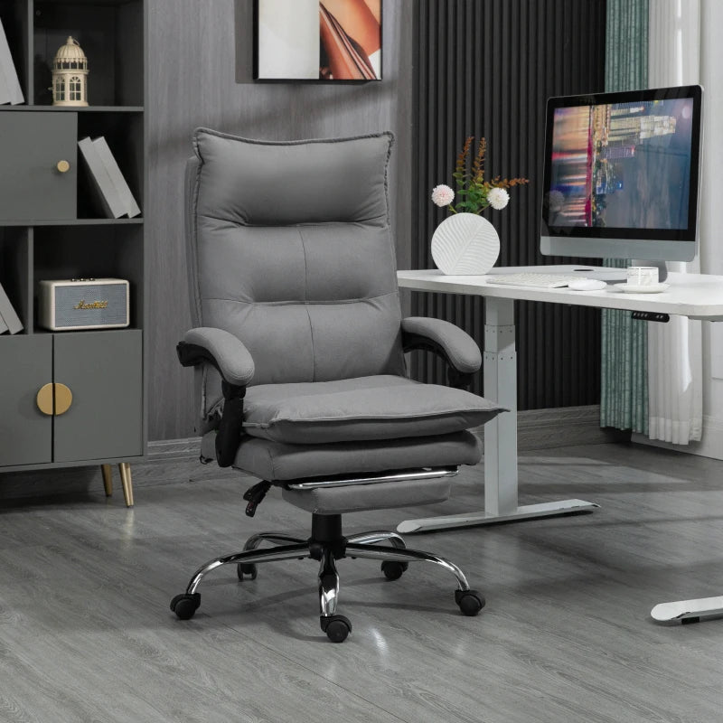 Grey Vibration Massage Office Chair with Heat and Footrest