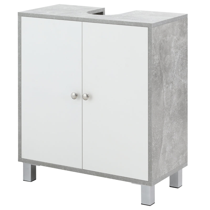 White and Grey Under Sink Bathroom Storage Cabinet