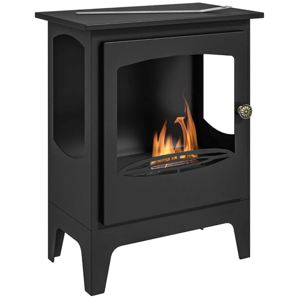 Black Steel Bioethanol Fireplace with Stainless Steel Flame Snuffer