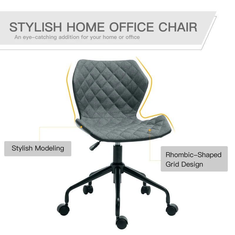 Grey Fabric Swivel Task Chair with Adjustable Height and Wheels