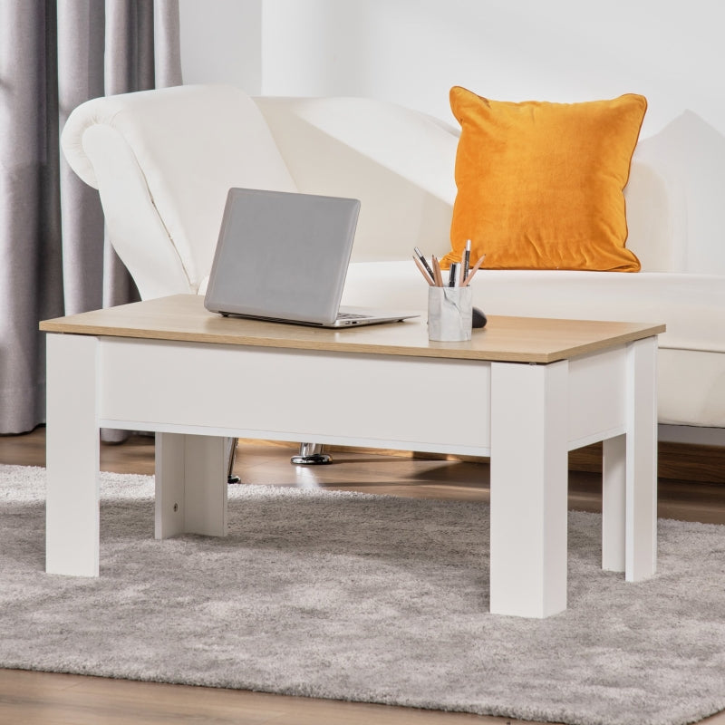 Modern White Lift-Top Coffee Table with Hidden Storage