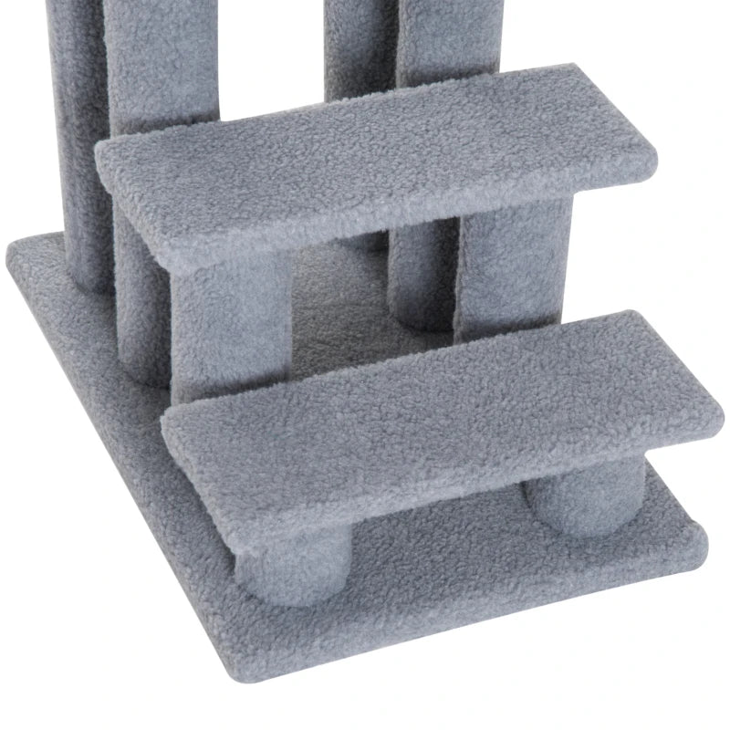 Grey Pet Stairs for Dogs and Cats - 4 Step Bed and Sofa Climbing Ladder 63x43x60 cm