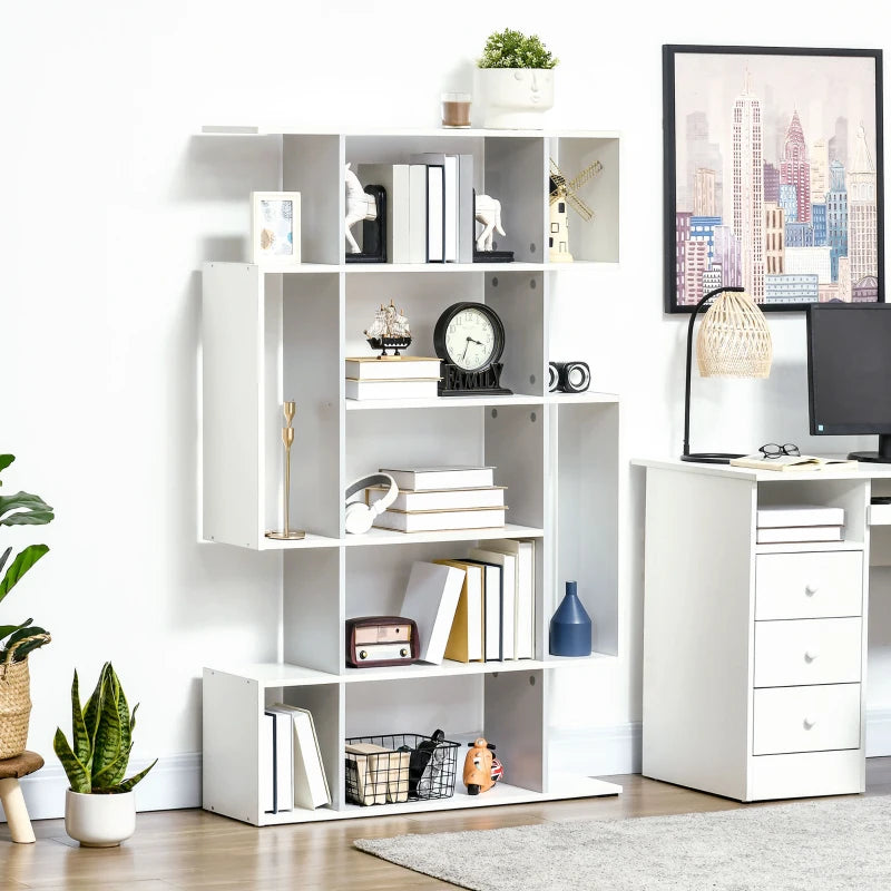 White 5-Tier Modern Bookcase with 13 Open Shelves