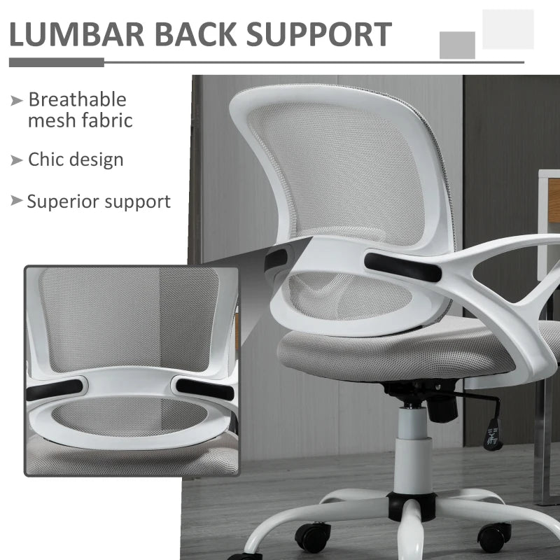 Grey Mesh Office Chair with Lumbar Support & Adjustable Height