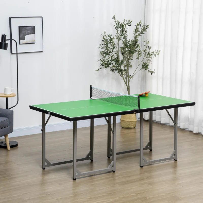 Green 182cm Folding Ping Pong Table with Net - Indoor/Outdoor Multi-Use