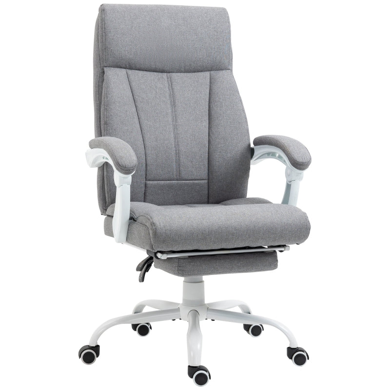 Grey Ergonomic Office Chair with Reclining Back and Footrest