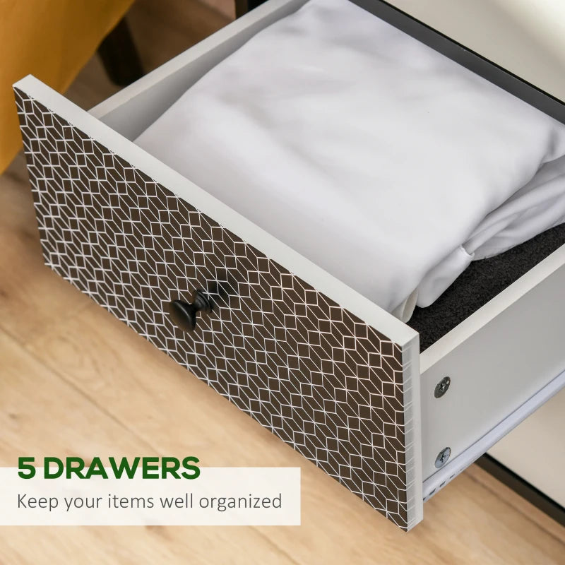 5-Drawer Wooden Dresser for Bedroom and Living Room Storage