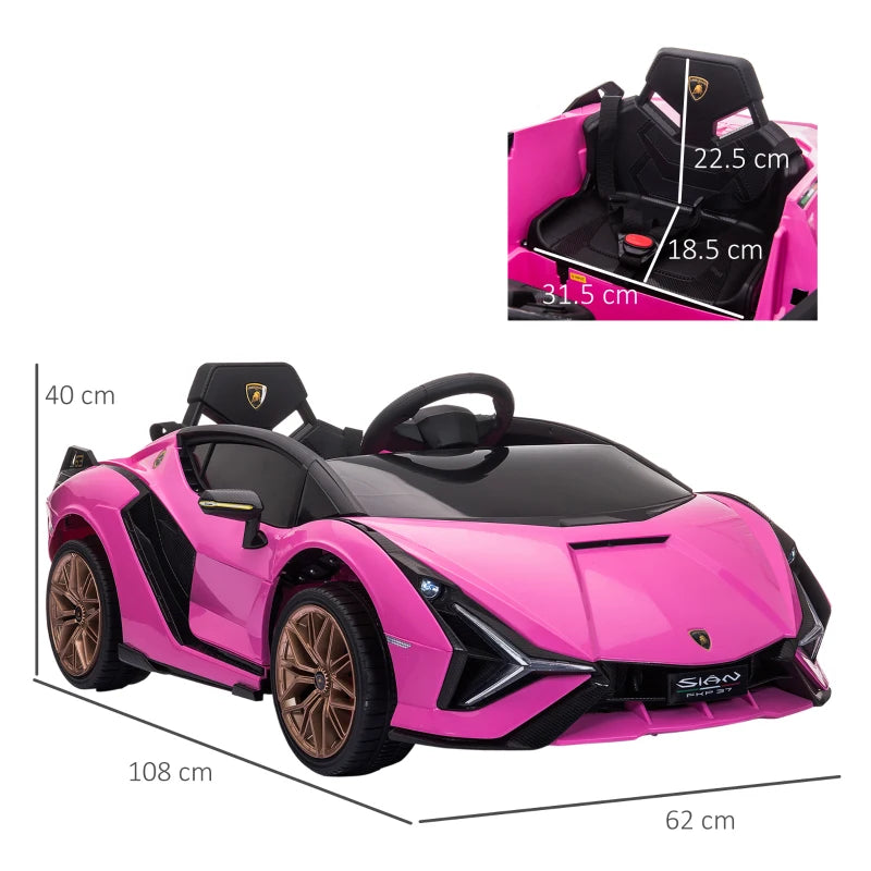 12V Pink Kids Electric Ride-On Car with Remote Control and Music