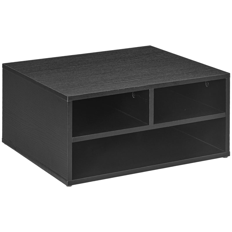 Black 3-Compartment Printer Storage Cabinet