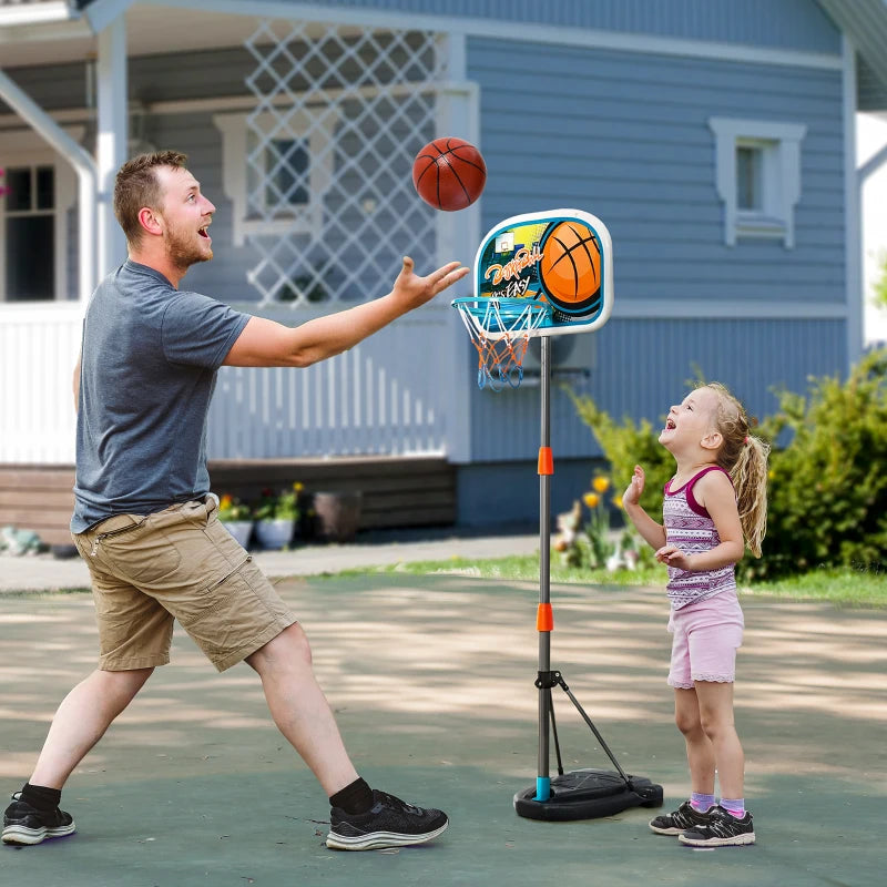 Blue Adjustable Kids Basketball Hoop Set with Ball