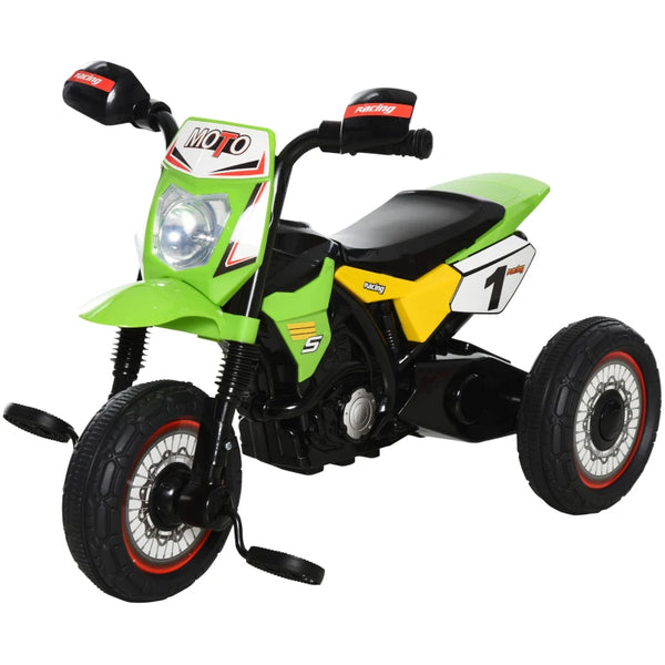 Green Toddler Pedal Motorcycle Tricycle with Music & Lights