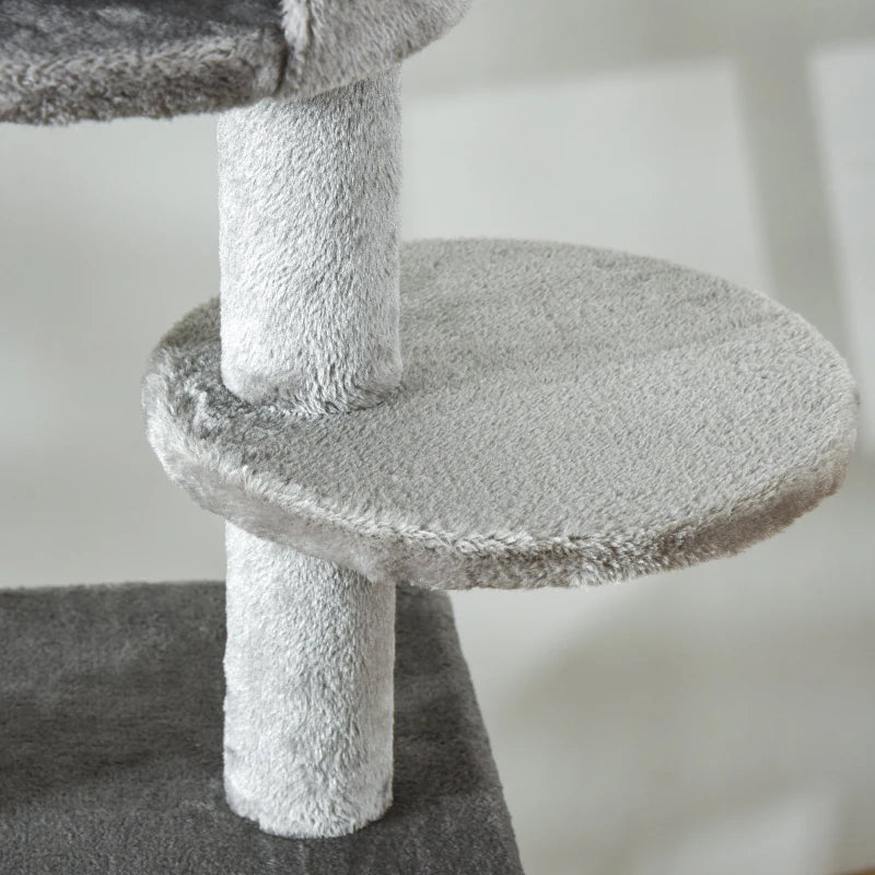 Grey 255cm Indoor Cat Climbing Tree with Scratching Post