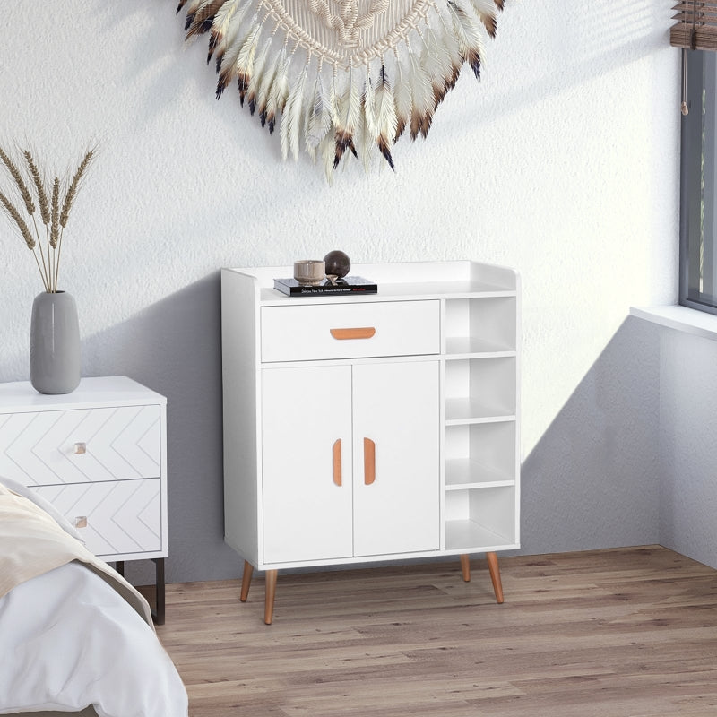 White Storage Side Cabinet with Drawer for Home