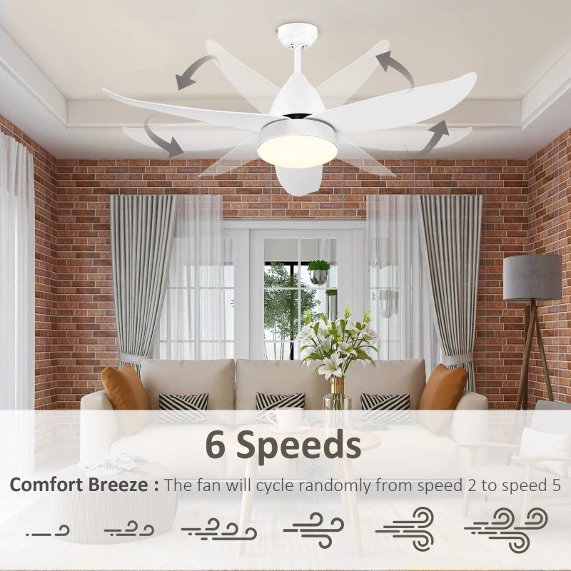 White Reversible Ceiling Fan with Light and Remote Control