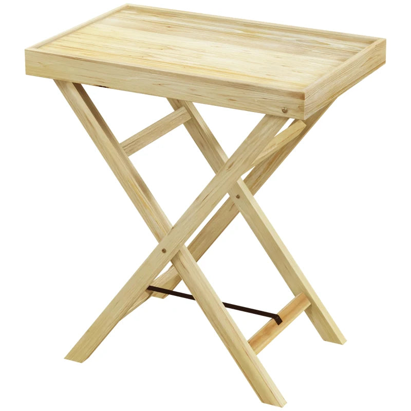 Wooden Garden Table - Natural Wood Finish, 44 x 68cm