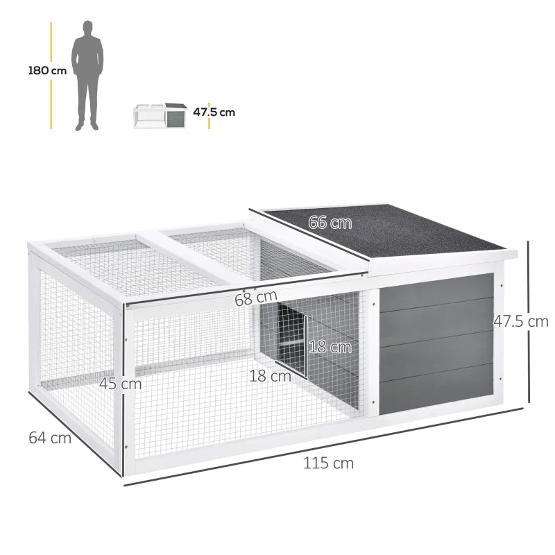 Wooden Small Animal Cage with Openable Roof - Indoor/Outdoor - 115 x 66 x 47.5 cm - Brown