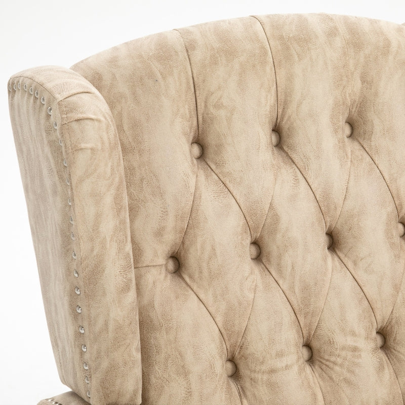 Beige Reclining Armchair with Chesterfield Style