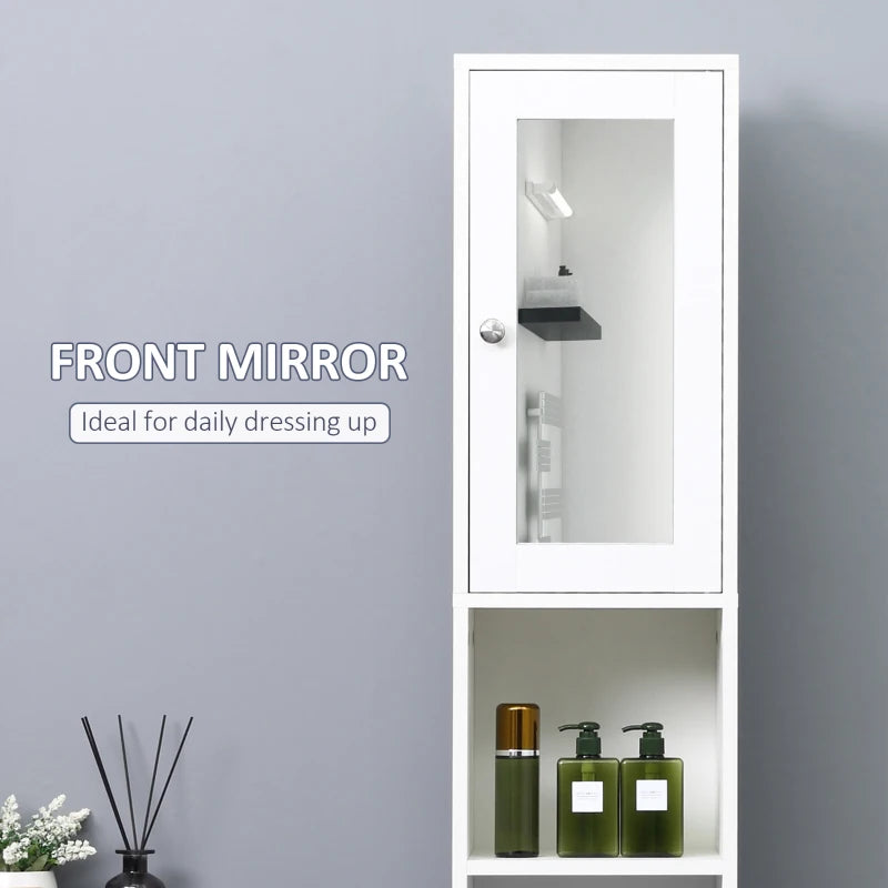 White Bathroom Mirror Cabinet with Adjustable Shelves