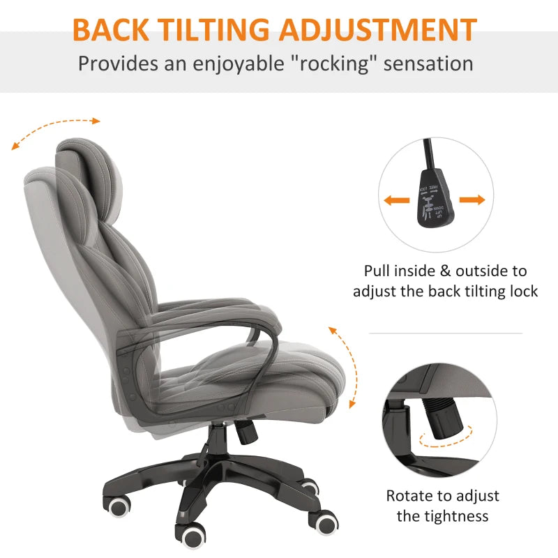 Grey High Back Executive Office Chair with Vibration Massage