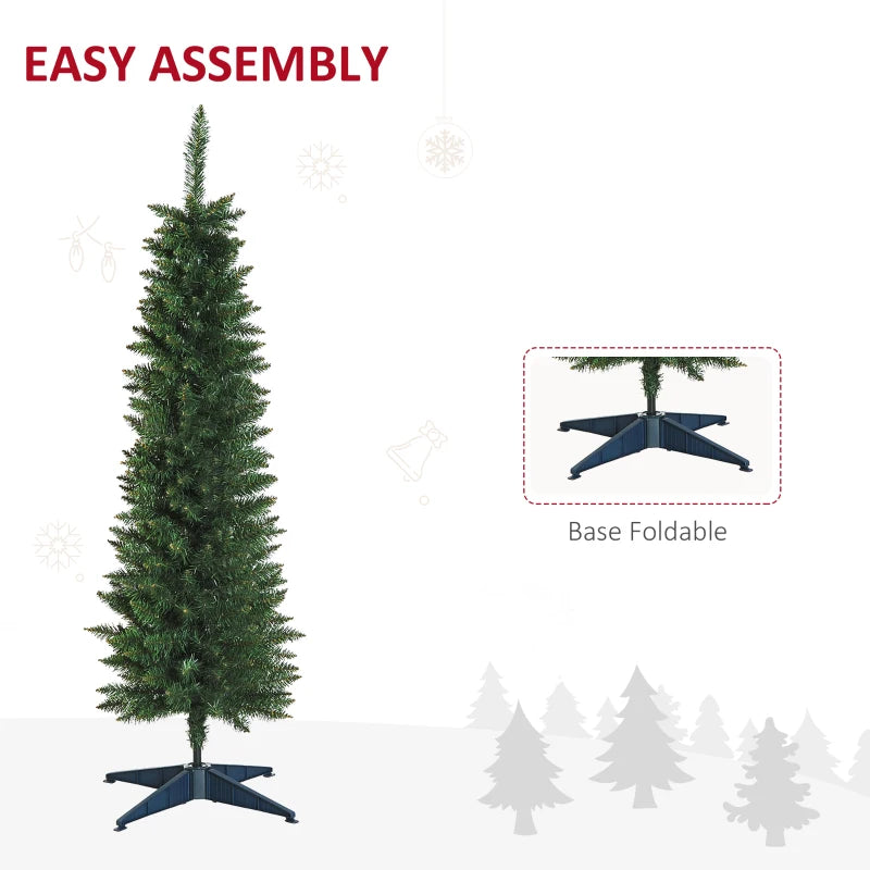 5ft Green Slim Artificial Christmas Tree with Sturdy Stand