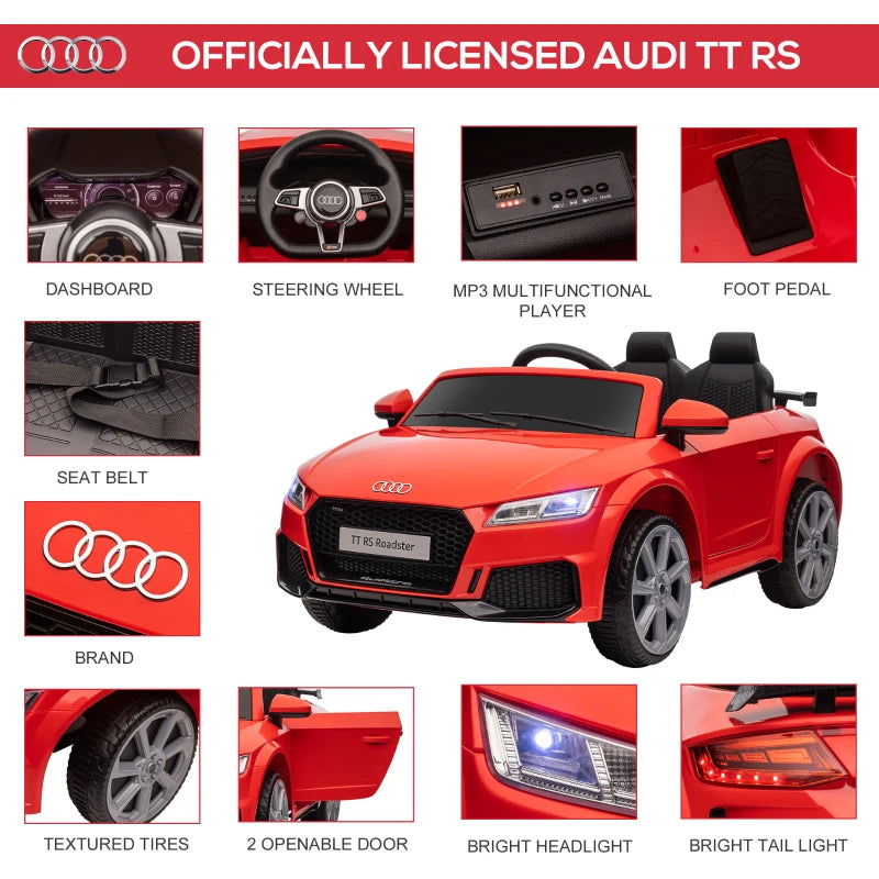 Red Audi TT Kids Ride-On Car with Remote Control and MP3 Player