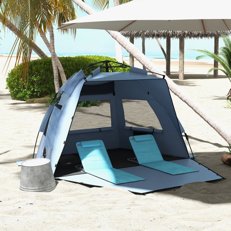 Light Blue Pop Up Beach Tent for 2-3 People with Sun Protection and Carry Bag